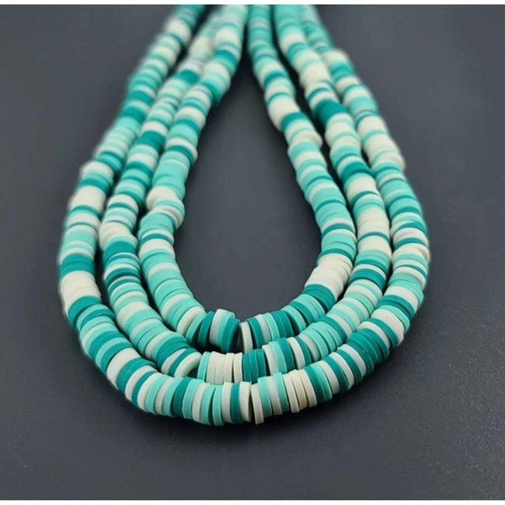 3 Strands of 6MM Polymer Clay Heishi Beads,‎ turquoise mix
